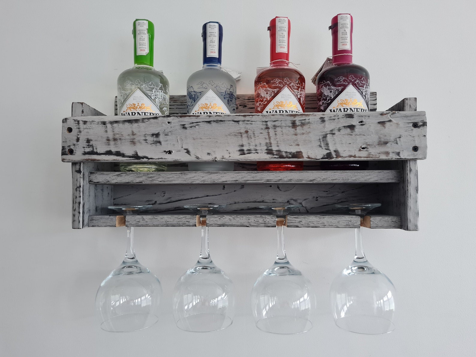 Gin Shelf / Wine Shelf Medium Burnt Wood Reclaimed Etsy