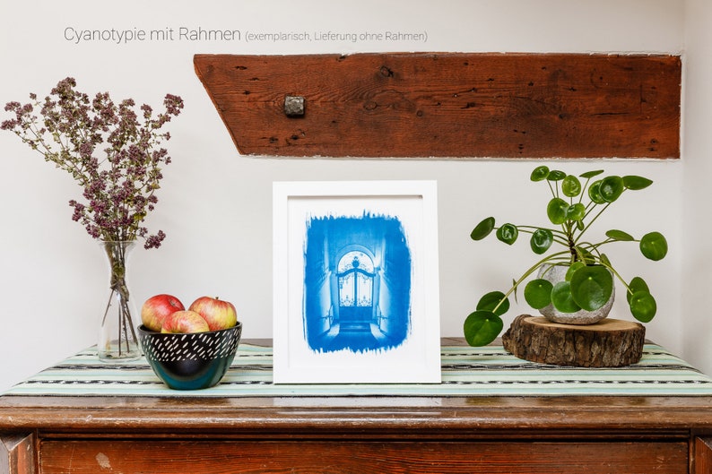 Cyanotype Paper Print Picture cyanotype trigger No 20.3 x 25.4 cm .. Entrance Cyanotype Print #1 1 .. Entrance hall