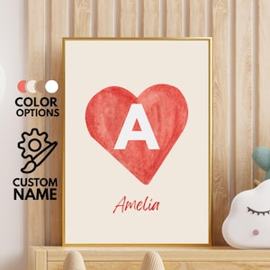 Custom Initial & Name Print | Personalized Nursery Wall Art | Baby Name Sign | Baby Shower Gift | Digital Download for Kids Room | Nursery