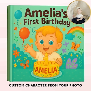 Personalized First Birthday Photo Storybook for Baby, Custom Name Keepsake Memory Album, Unique 1st Birthday Gift for Boy or Girl, Baby Book