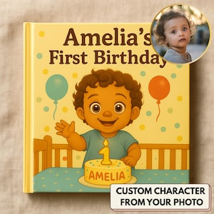 Personalized First Birthday Storybook from Your Photo | Custom Baby Book with Name | 1st Birthday Gift for Girl or Boy, Milestone Memories