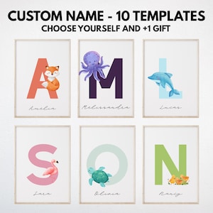 Custom Animal Nursery Art: Boho Watercolor Baby Name Print (Digital Download)