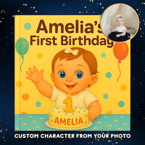 Custom First Birthday Book for Baby with Name & Photo, Personalized 1st Birthday Storybook Gift for Girl or Boy, Unique Baby Keepsake Book