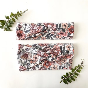Melody Floral Headband | Headband with Buttons | Boho Floral Headband | Pink Floral Headband| Headband | Boho Headband | Stocking Stuffer