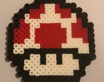 Nintendo Perler Bead 8-Bit Pixel Art of a Super Mushroom from Super Mario Bros 3