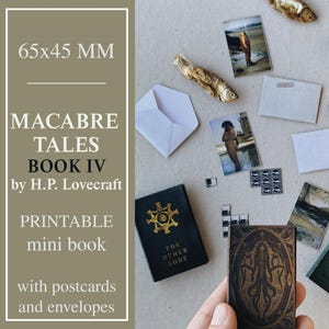 Mini BJD doll printable book Macabre Tales by H.P. Lovecraft, BOOK IV, Digital Download, Dollhouse props