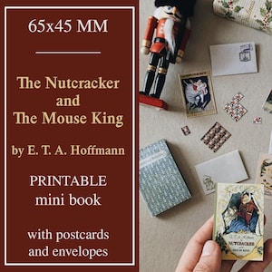 Mini libro de muñecas BJD de El Cascanueces y El Rey Ratón, descarga digital imprimible, accesorios para casas de muñecas navideñas, relleno de calcetines