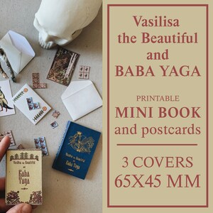 Minilibro de Vasilisa la Bella y Baba Yaga, descarga digital imprimible, accesorio para casa de muñecas BJD