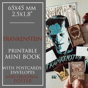 Mini BJD Puppenbuch druckbare Frankenstein Digital Download, Halloween Requisiten Puppenhaus