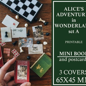 Mini BJD doll book printable Alice&#39;s Adventures in Wonderland, SET A, Digital Download, Dollhouse props