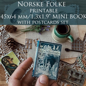Norske Folke og Huldre Eventyr Mini BJD doll book printable Digital Download, dollhouse props