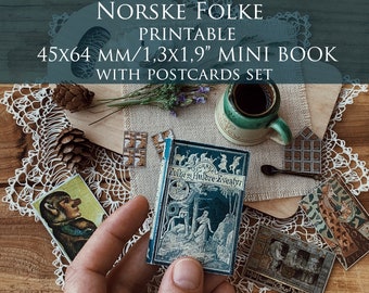 Norske Folke og Huldre Eventyr Mini BJD doll book printable Digital Download, dollhouse props