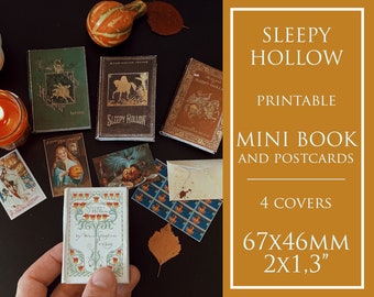 Mini BJD doll book printable Sleepy Hollow Digital Download, Halloween Dollhouse props