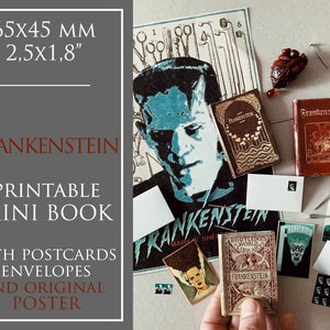 Mini BJD Puppenbuch druckbare Frankenstein Digital Download, Halloween Requisiten Puppenhaus