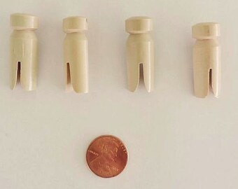 4 Vintage Clothespin Shaped Buttons