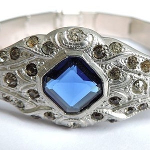 Art Deco Blue Rhinestone Bracelet