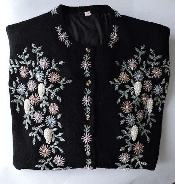 1950s Vintage Beaded Sweater Size Large