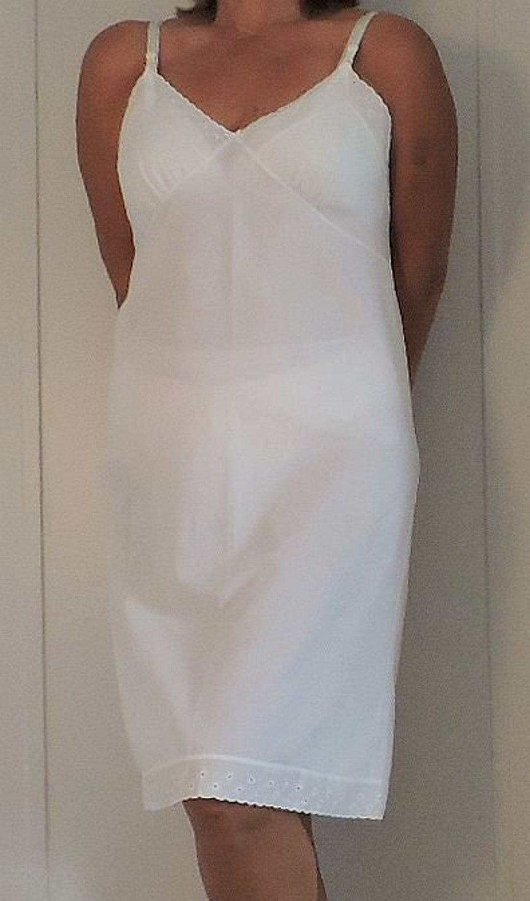 Vintage White Cotton Full Slip Size Medium Etsy