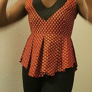 Red Be african print top uk size 10-12