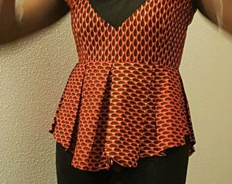 Red Be african print top uk size 10-12