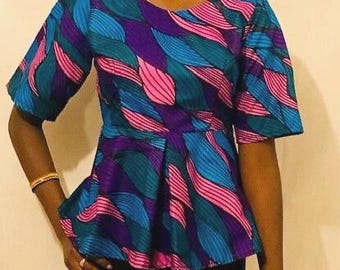 Blue z african print top uk size 10-12