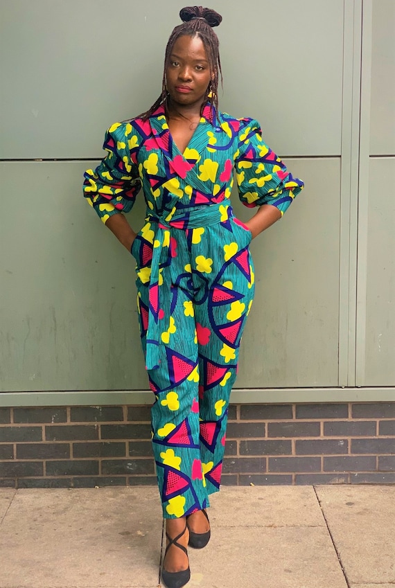 Green print jumpsuit sale