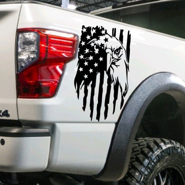 American Flag eagle distressed for car truck vinyl decal sticker window