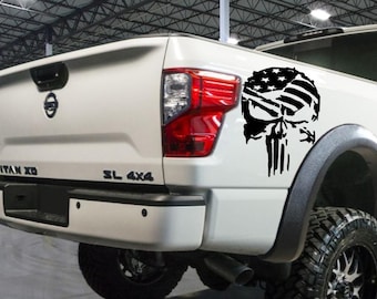 Punisher distressed american flag decal car truck vinyl sticker chevy ford ram