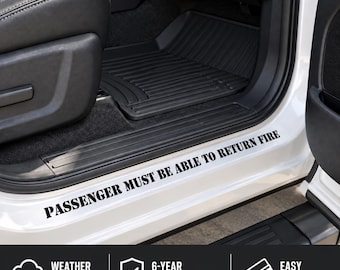 Passenger Must Be Able to Return Fire Door Jamb Decal, Pro 2A Vinyl Sticker for Car or Truck, No Passenger Princess Gift