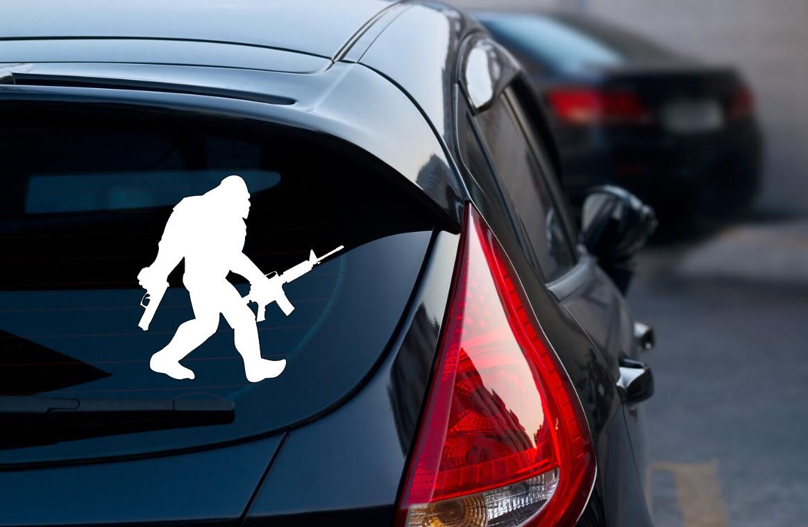 Autocollant Vinyle Humoristique Sasquatch Big Foot Pour Voiture - Marque Oracal - Finition Brillant Ou Mat