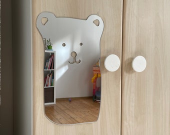 Miroir en forme d'ours, acrylique adhésif sur le miroir sans éclats, sans danger pour les enfants et les animaux de compagnie