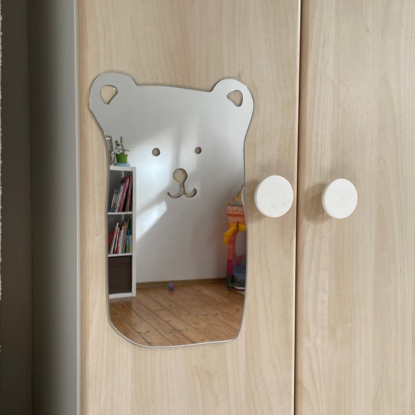 Bärenförmiger Spiegel, Acrylstick auf Spiegel, bruchsicher, sicher für Kinder und Haustiere