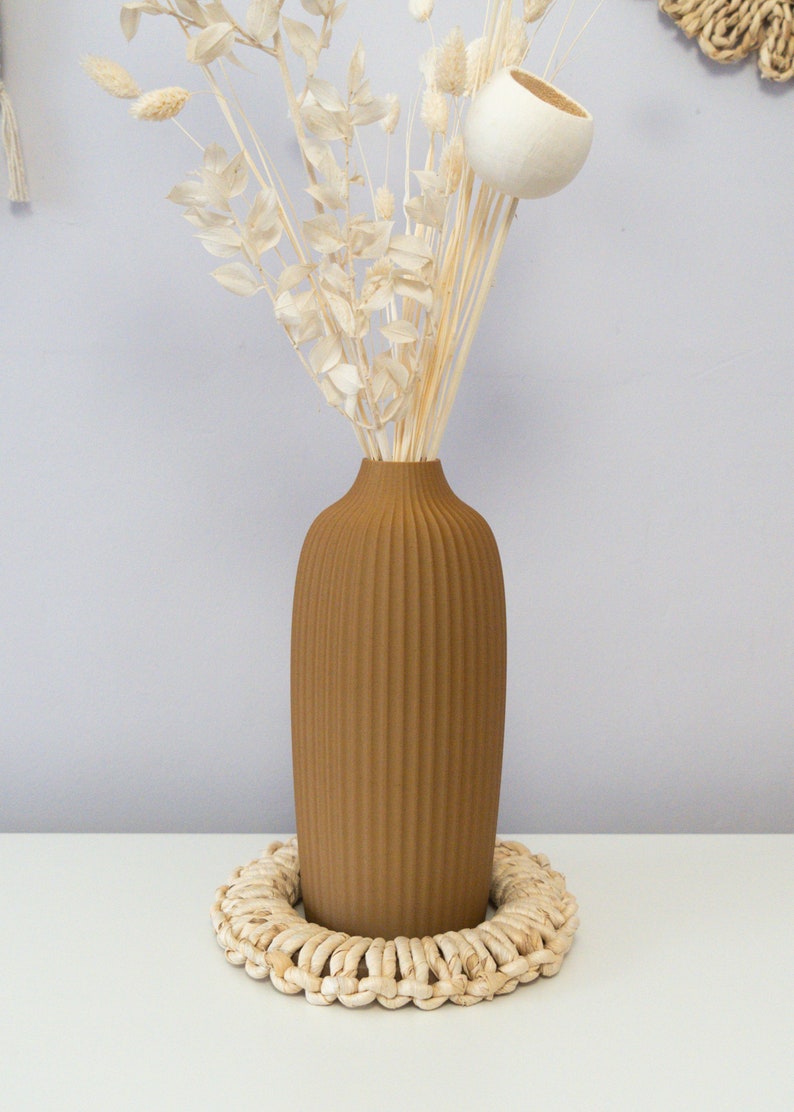 OLLI Vase For Dried Flowers Eco Friendly Home Decor From Recycled Wood Baby & Pet Safe Vase Minimalist Design Gift For Her Or Him NATURAL