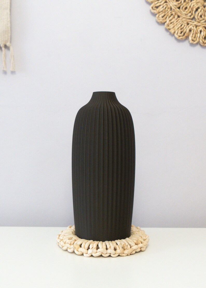 OLLI Vase For Dried Flowers Eco Friendly Home Decor From Recycled Wood Baby & Pet Safe Vase Minimalist Design Gift For Her Or Him EBONY