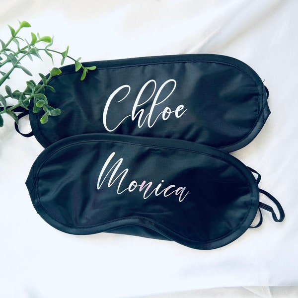 Personalised eye mask / Pamper party / girl night in /adult and children / hen do / gift / any name / black eye mask / sleep mask