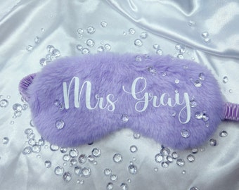 Grey / Pink /Eye Mask / Fluffy / Sleep / Gift / Personalised