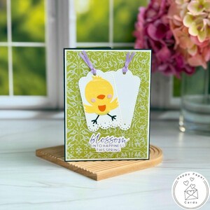 Carte de voeux faite main pour poussin de printemps | Carte de Pâques | Format A2 | Blanc à l'intérieur