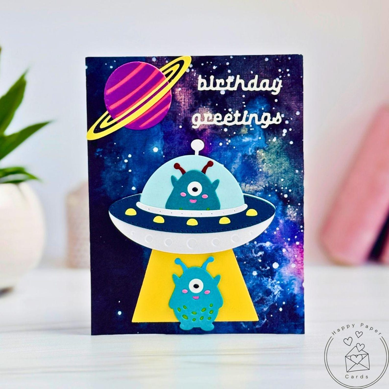 Handmade Alien Birthday Card A2 Size Blank Inside - Etsy