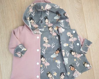 Jacke Baby, Sommerjacke, Übergangsjacke, Wendejacke Baby/ Kind, Größe 56-110, Blumen, Blätter, Reh, Altrosa, Mädchen