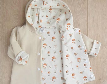 Jacke Baby, Sommerjacke, Übergangsjacke, Wendejacke Baby/ Kind, Größe 56-110, Herzen, Beige, Creme, Mädchen