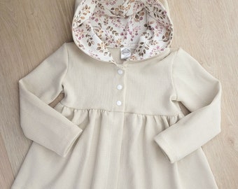 Cardigan Baby/ Kinder, Jacke Baby, Sommerjacke aus Waffelstrick Jersey, Größe 56-110, beige, Mädchen