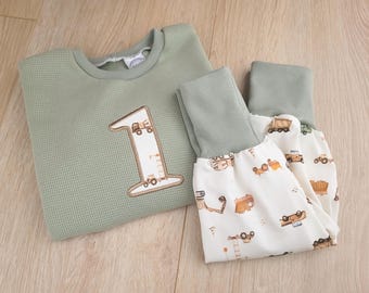 Geburtstagsoutfit für Jungen, Outfit 1. Geburtstag, Pullover mit Geburtstagszahl, Unisex, Mädchen, festliches Outfit