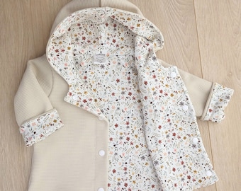 Jacke Baby, Sommerjacke, Übergangsjacke, Wendejacke Baby/ Kind, Größe 56-110, Herzen, Beige, Creme, Mädchen