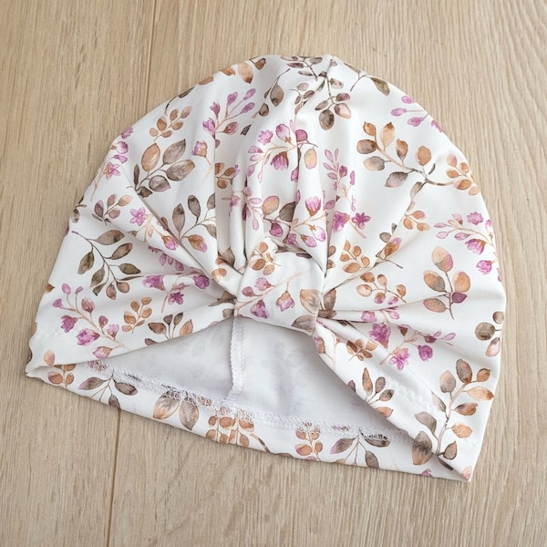 Turbanmütze Baby/Kind, Turban Mütze Baby, KU 35-55, Uni, floral, Blumen, Mädchen