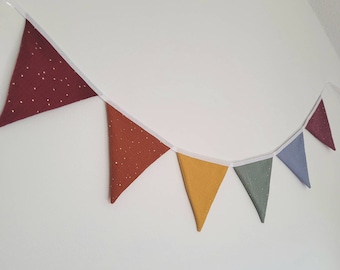 Wimpelkette aus Musselin mit goldenen Punkten, Stoff, Deko Kinderzimmer, Girlande, 1. Geburtstag, Regenbogen Farben, Mädchen, Junge