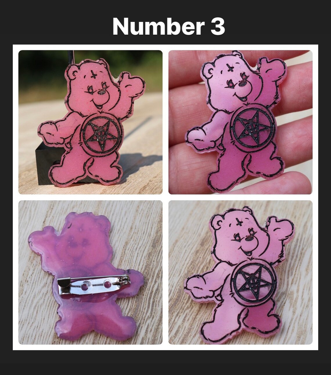 Handmade Epoxy Satanic Care Bear Pins Choice of three or Etsy