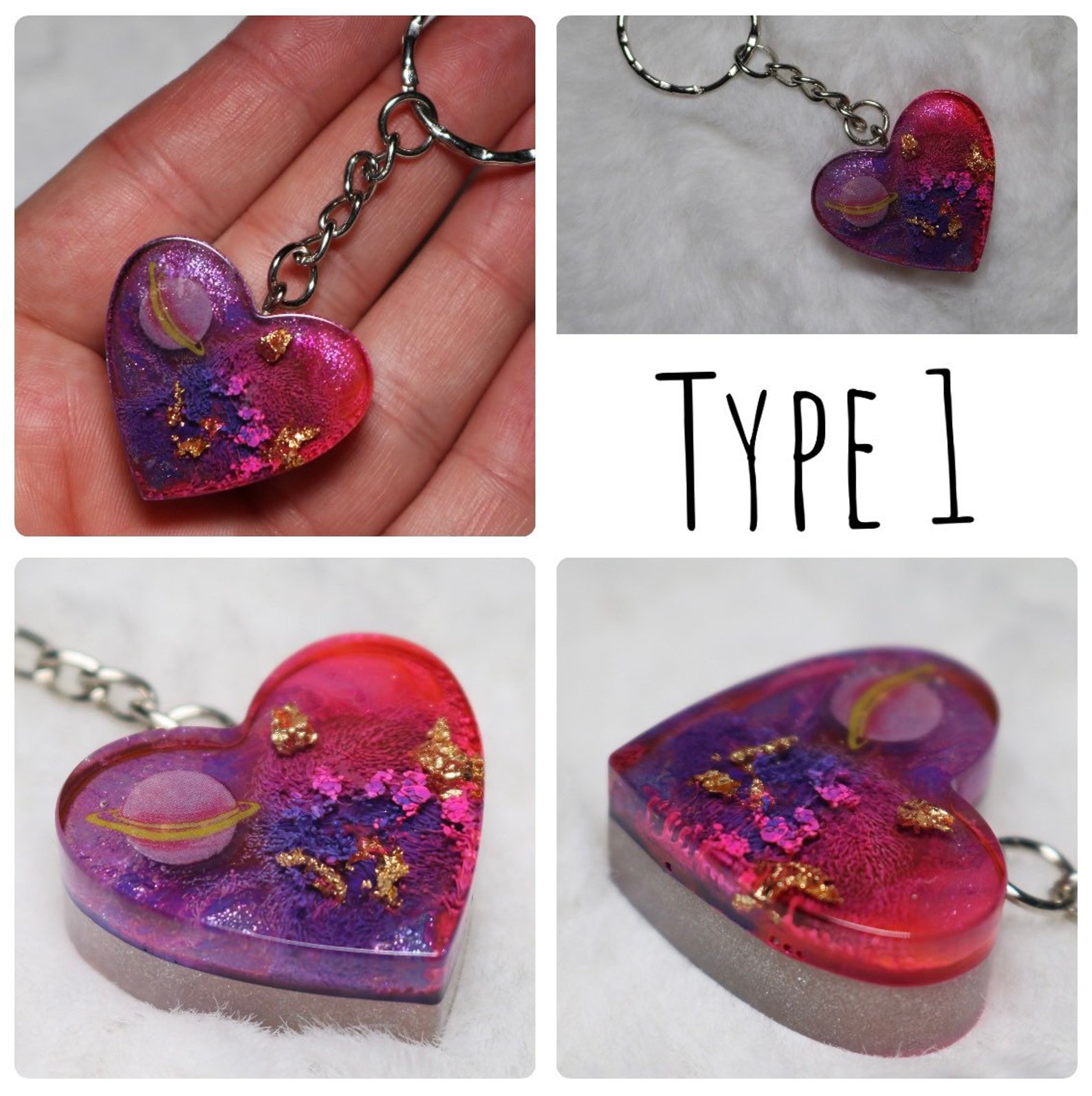 Handmade Epoxy Heart Out of this world keyring keychain Etsy