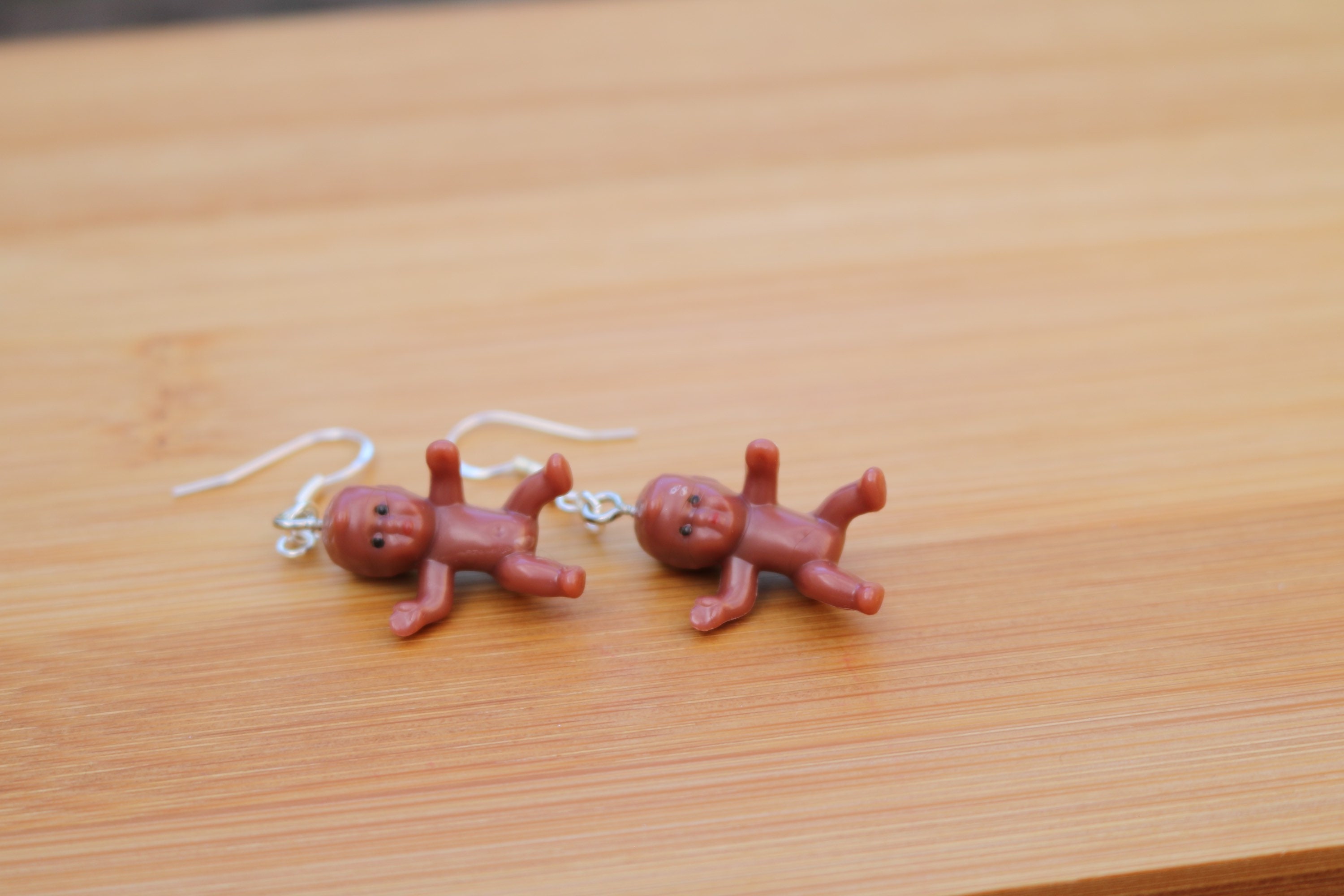 Funny Handmade baby earrings Sterling Silver fixtures. Joke Etsy