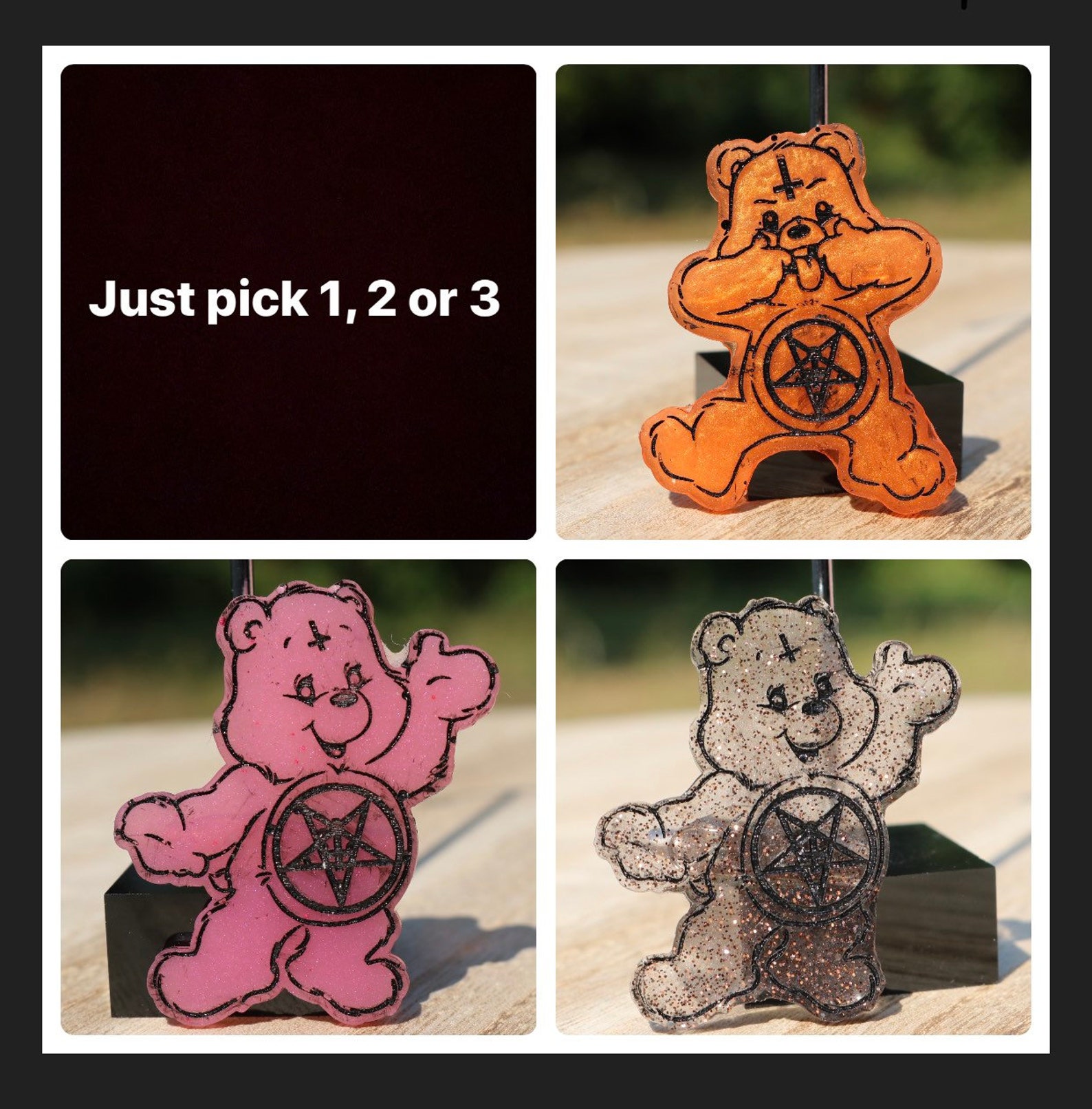 Handmade Epoxy Satanic Care Bear Pins Choice of three or Etsy