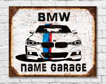 BMW Garage Blech Untersetzer 9 x 9 cm Metall Tin Sign USE45